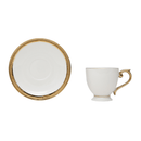 Jogo De Xícaras Para Café Dourada Com Pires Porcelana Alça Ouro Paddy 90ml - 6 Peças